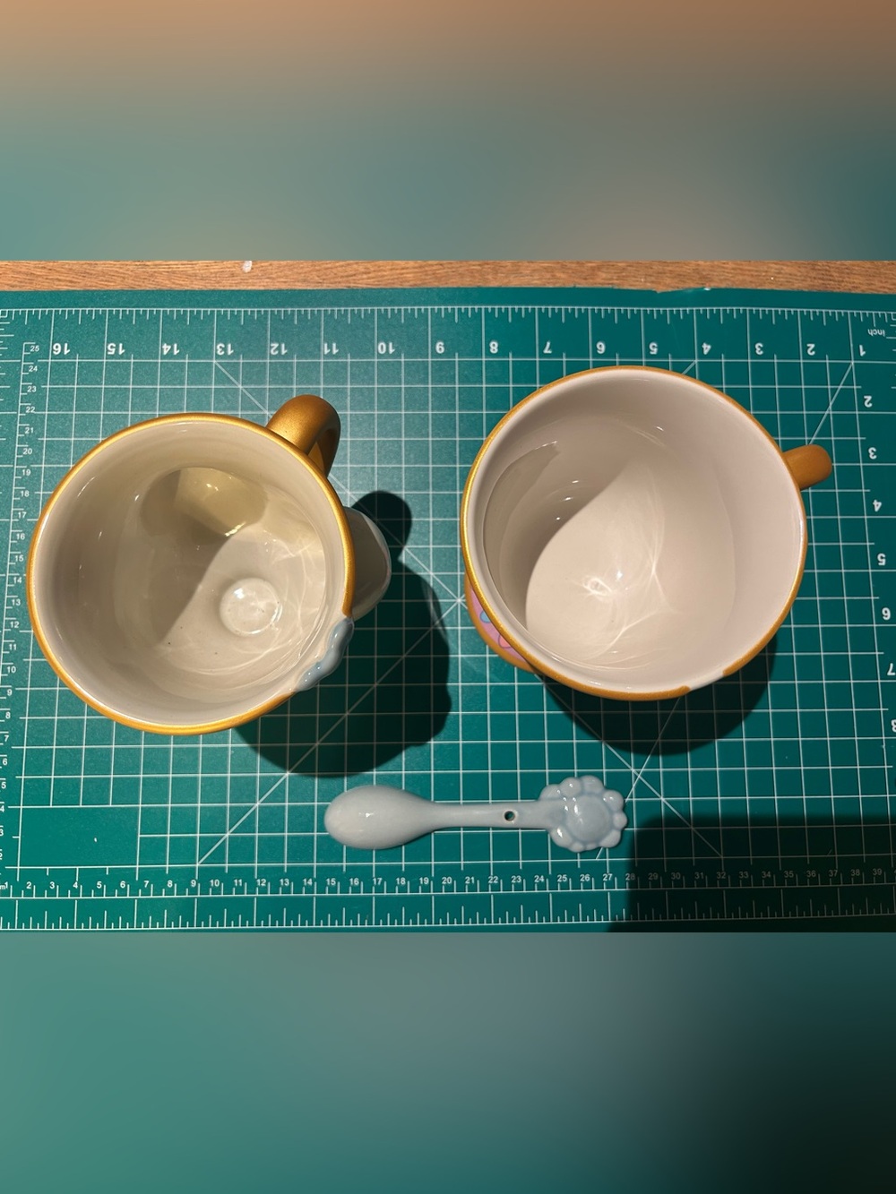 Disney Beauty and the Beast Chip Tea Cup Pair with Spoon - Yellow & Pastel - Picture 3 of 6